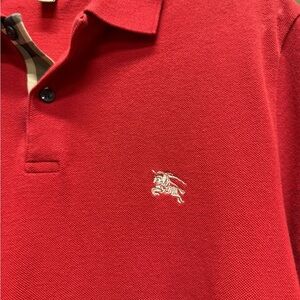 Burberry Crimson Polo with Embroidered Logo
